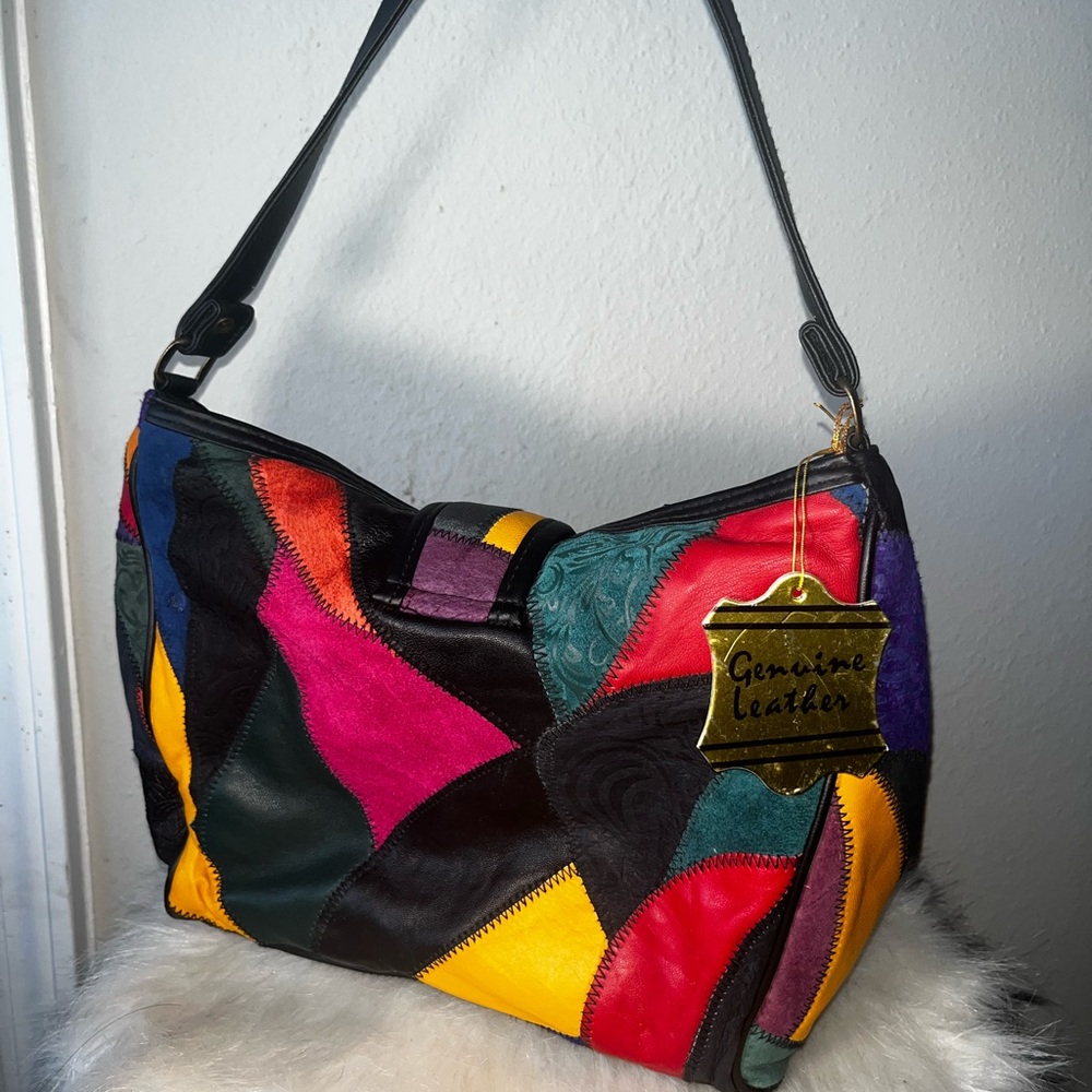 Vintage Color Block Crossbody Bag
